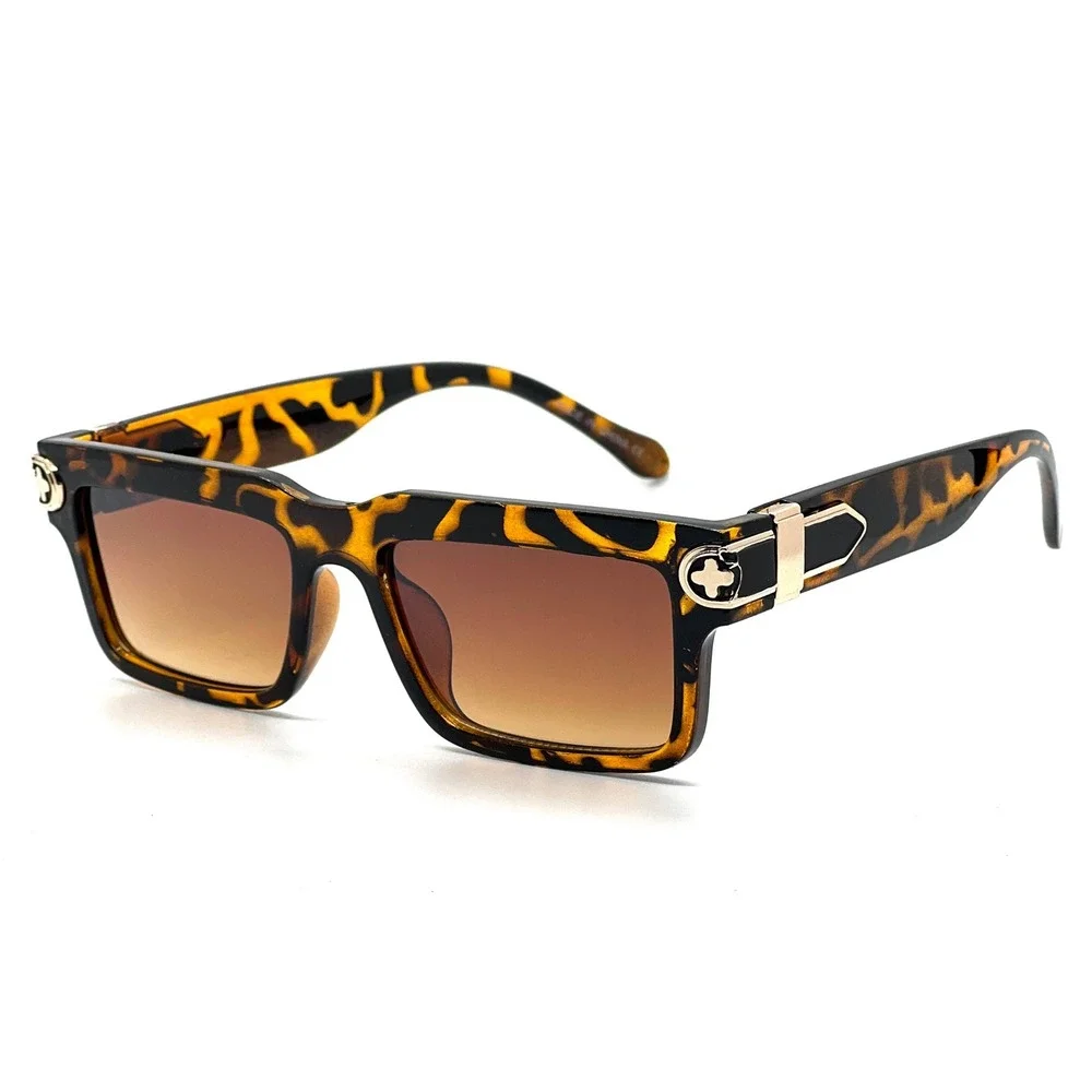 Men's Tortoise Shell Sunglasses Square Frame Gradient Brown Lenses Luxury‎ Style